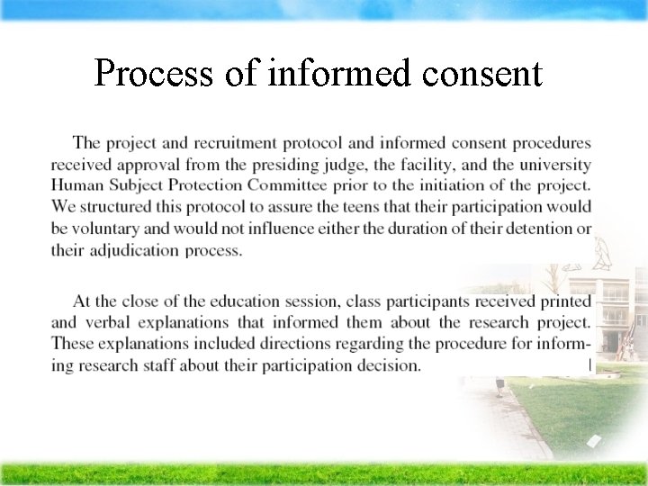 Process of informed consent 