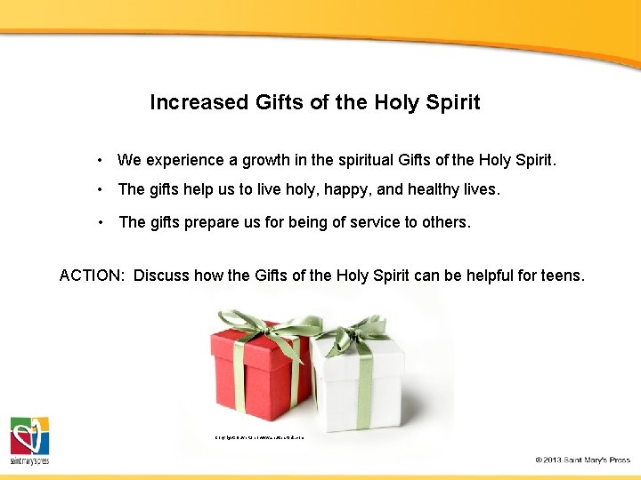 Increased Gifts of the Holy Spirit • We experience a growth in the spiritual