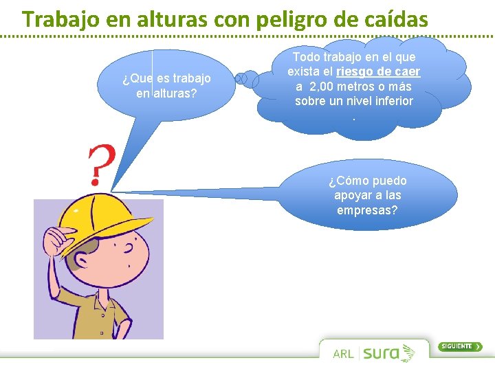 Trabajo en alturas con peligro de caídas ¿Que es trabajo en alturas? Todo trabajo