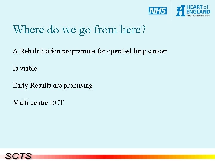 Where do we go from here? A Rehabilitation programme for operated lung cancer Is