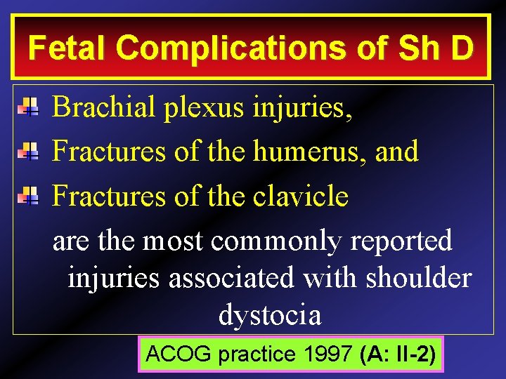 Fetal Complications of Sh D Brachial plexus injuries, Fractures of the humerus, and Fractures