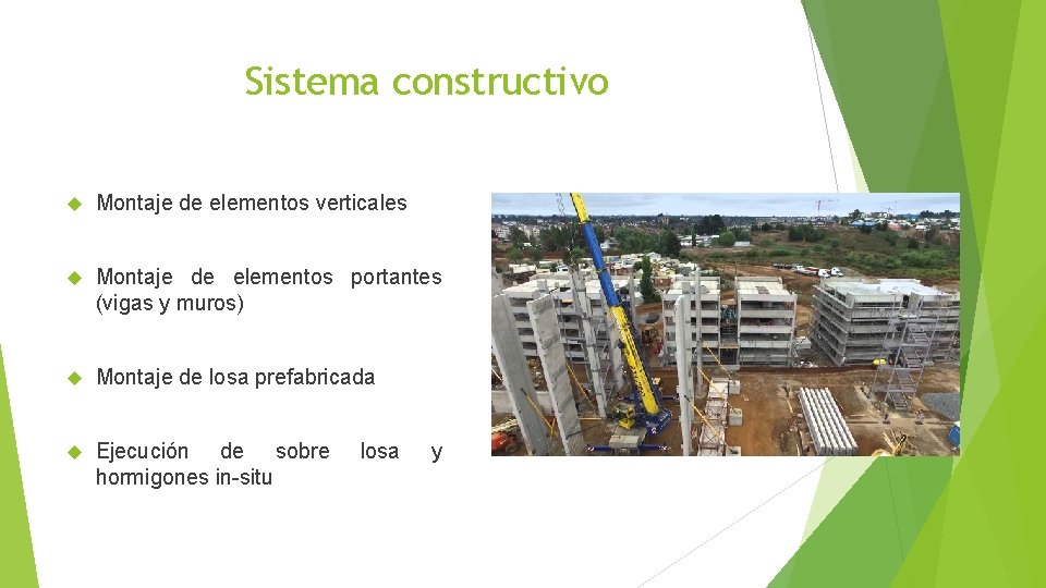 Sistema constructivo Montaje de elementos verticales Montaje de elementos portantes (vigas y muros) Montaje