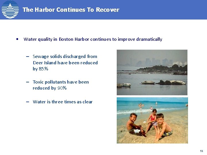 The Harbor Continues To Recover • Water quality in Boston Harbor continues to improve