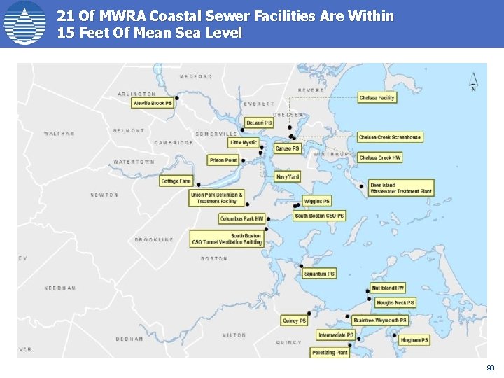 21 Of MWRA Coastal Sewer Facilities Are Within 15 Feet Of Mean Sea Level