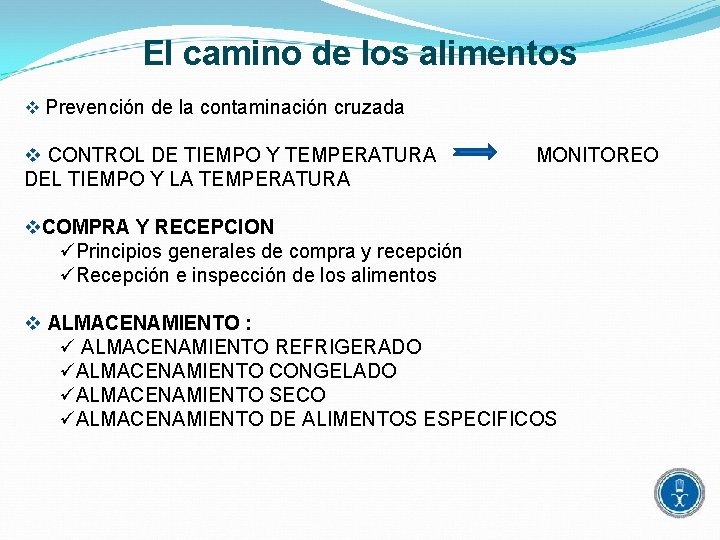 El camino de los alimentos v Prevención de la contaminación cruzada v CONTROL DE