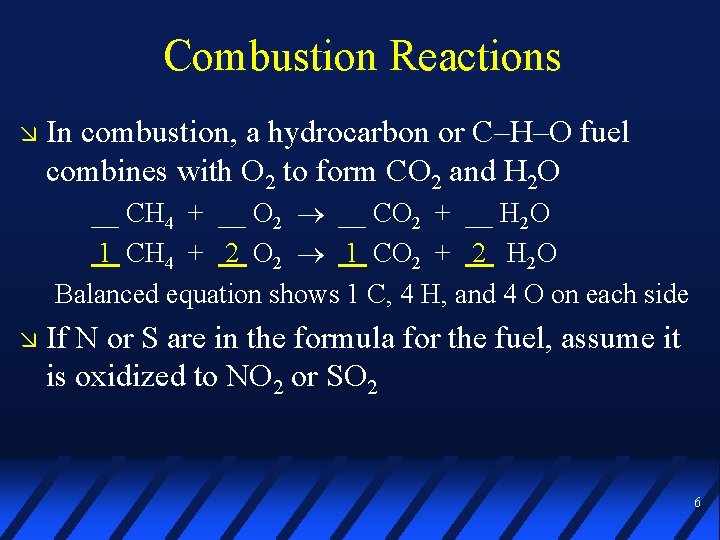 Combustion Reactions In combustion, a hydrocarbon or C–H–O fuel combines with O 2 to