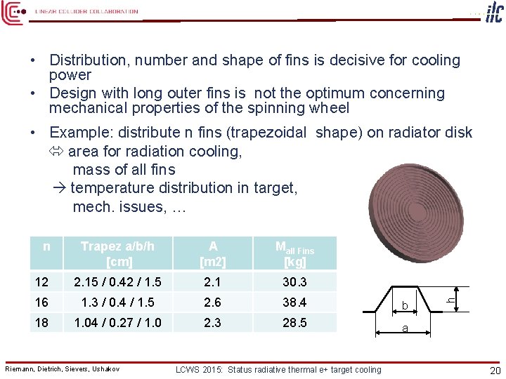  • Distribution, number and shape of fins is decisive for cooling power •