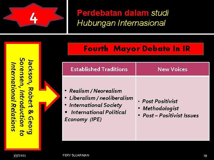 4 Perdebatan dalam studi Hubungan Internasional Fourth Mayor Debate In IR Jackson, Robert &