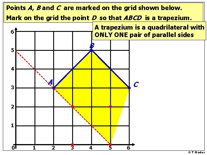 Points A, B and C are marked on the grid shown below. Mark on