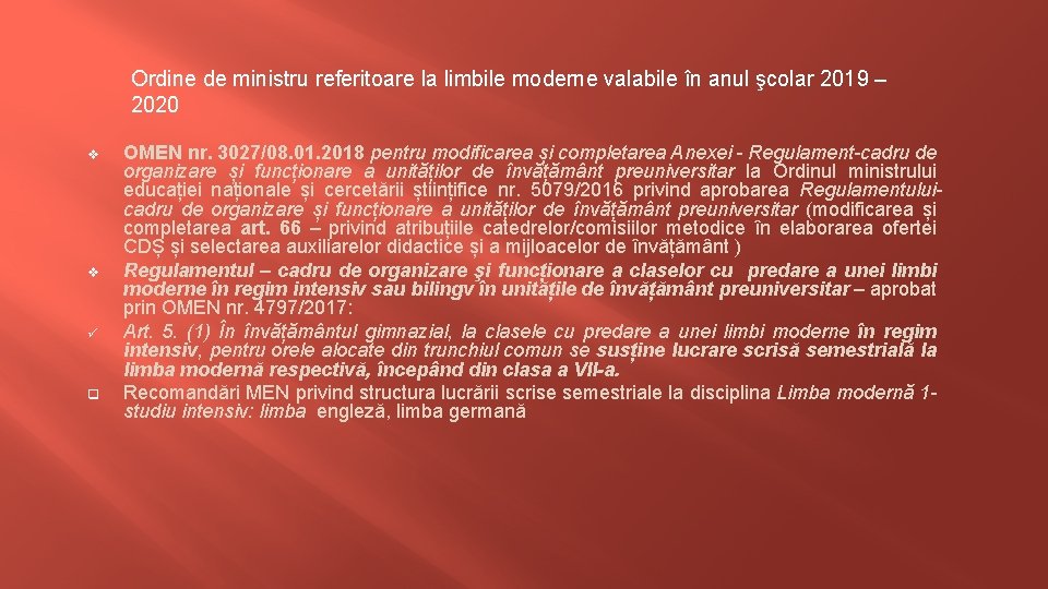 Ordine de ministru referitoare la limbile moderne valabile în anul şcolar 2019 – 2020