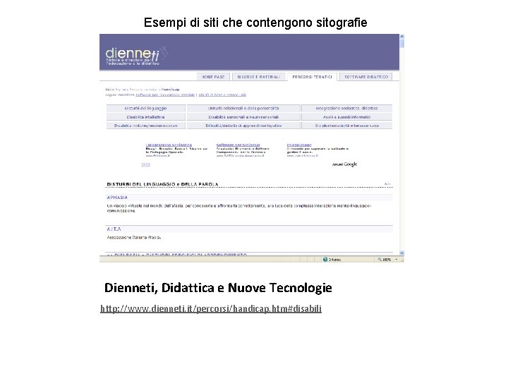 Esempi di siti che contengono sitografie Dienneti, Didattica e Nuove Tecnologie http: //www. dienneti.