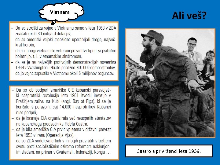 Vietnam Ali veš? Castro s privrženci leta 1959. 