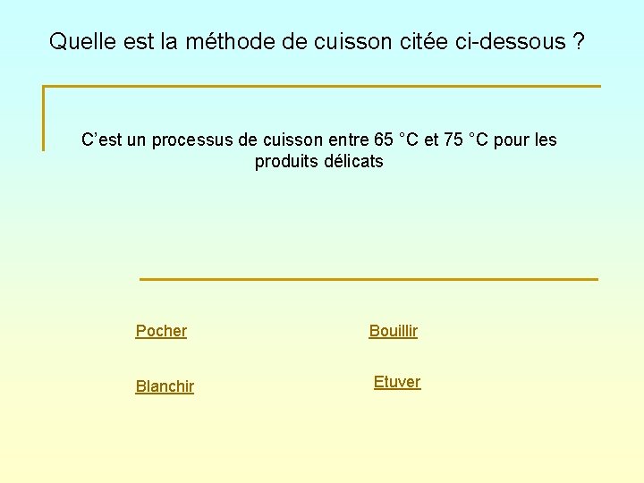 Quelle est la méthode de cuisson citée ci-dessous ? C’est un processus de cuisson