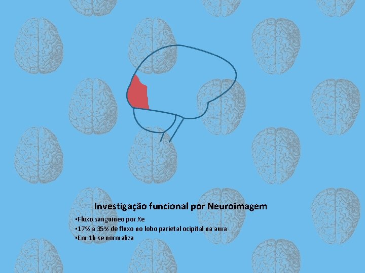 Investigação funcional por Neuroimagem • Fluxo sanguineo por Xe • 17% a 35% de