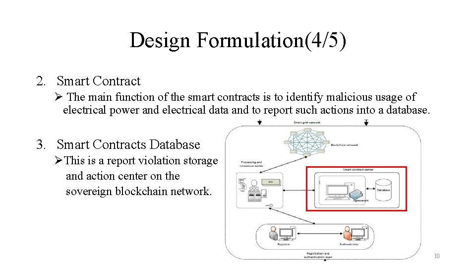 Design Formulation(4/5) 2. Smart Contract Ø The main function of the smart contracts is