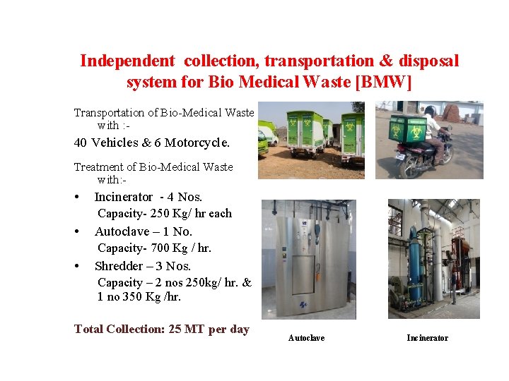 Independent collection, transportation & disposal system for Bio Medical Waste [BMW] Transportation of Bio-Medical