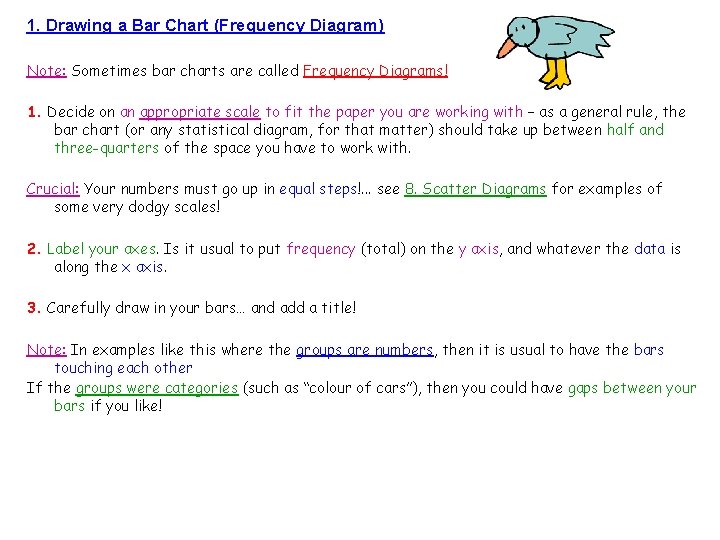 1. Drawing a Bar Chart (Frequency Diagram) Note: Sometimes bar charts are called Frequency