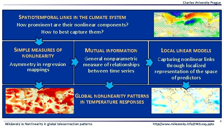 Charles University Prague SPATIOTEMPORAL LINKS IN THE CLIMATE SYSTEM How prominent are their nonlinear