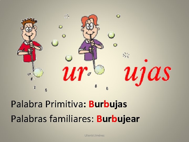 Palabra Primitiva: Burbujas Palabras familiares: Burbujear Ullenid Jiménez 