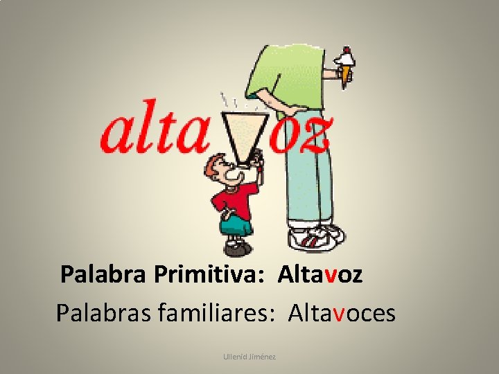 Palabra Primitiva: Altavoz Palabras familiares: Altavoces Ullenid Jiménez 