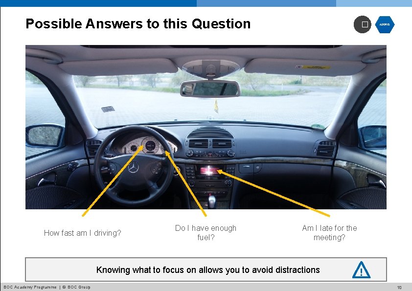 Possible Answers to this Question How fast am I driving? Do I have enough