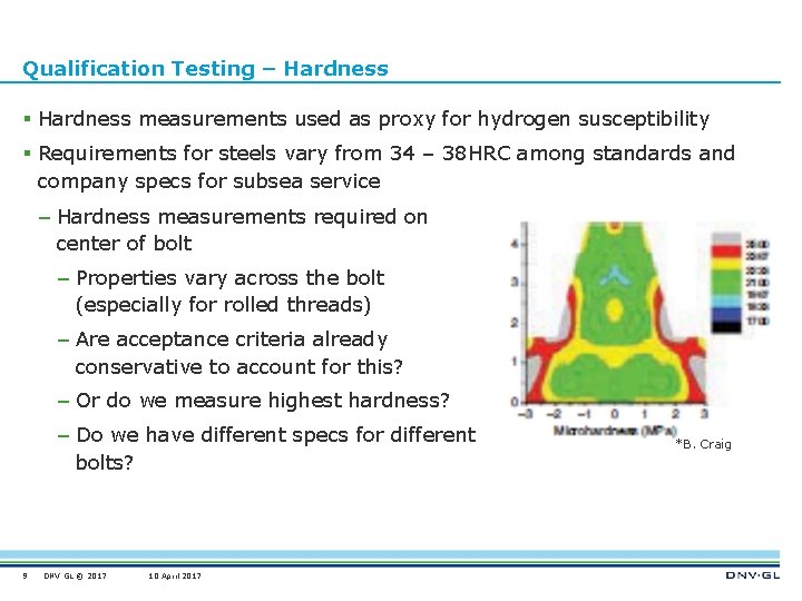 Qualification Testing – Hardness § Hardness measurements used as proxy for hydrogen susceptibility §