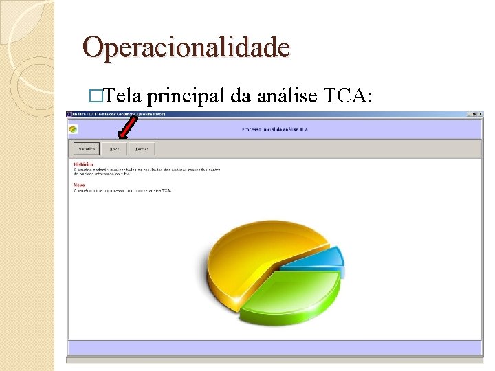 Operacionalidade �Tela principal da análise TCA: 25 