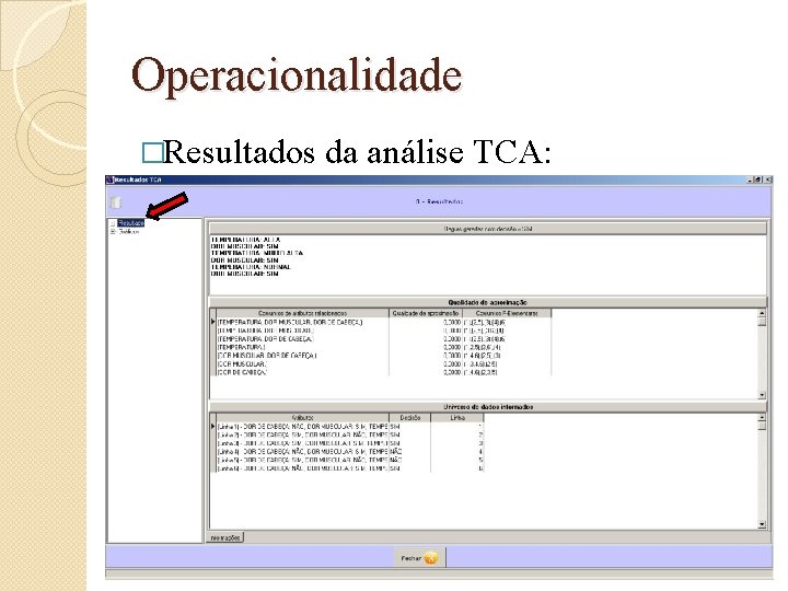 Operacionalidade �Resultados da análise TCA: 28 