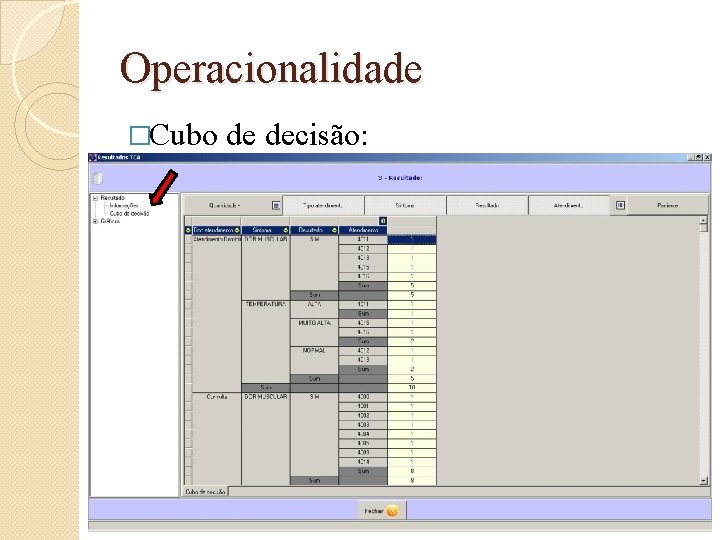 Operacionalidade �Cubo de decisão: 29 