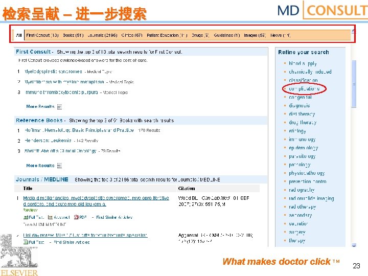 检索呈献 – 进一步搜索 What makes doctor click TM 23 