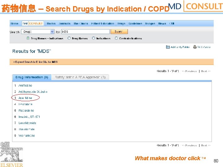 药物信息 – Search Drugs by Indication / COPD What makes doctor click TM 80