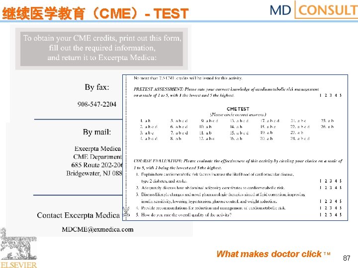 继续医学教育（CME）- TEST What makes doctor click TM 87 