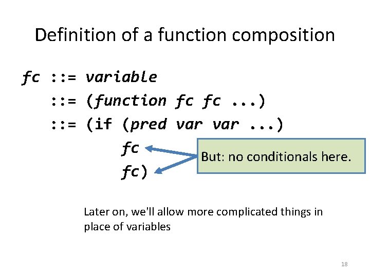 Definition of a function composition fc : : = variable : : = (function