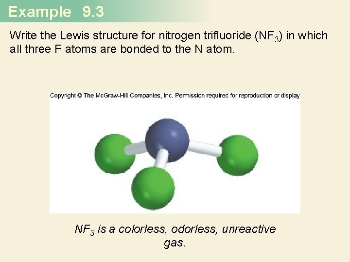 Example 9. 3 Write the Lewis structure for nitrogen trifluoride (NF 3) in which