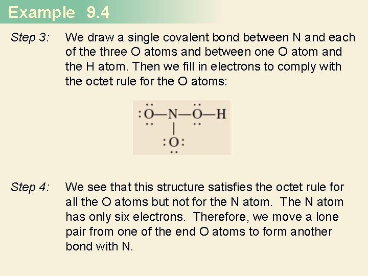 Example 9. 4 Step 3: We draw a single covalent bond between N and