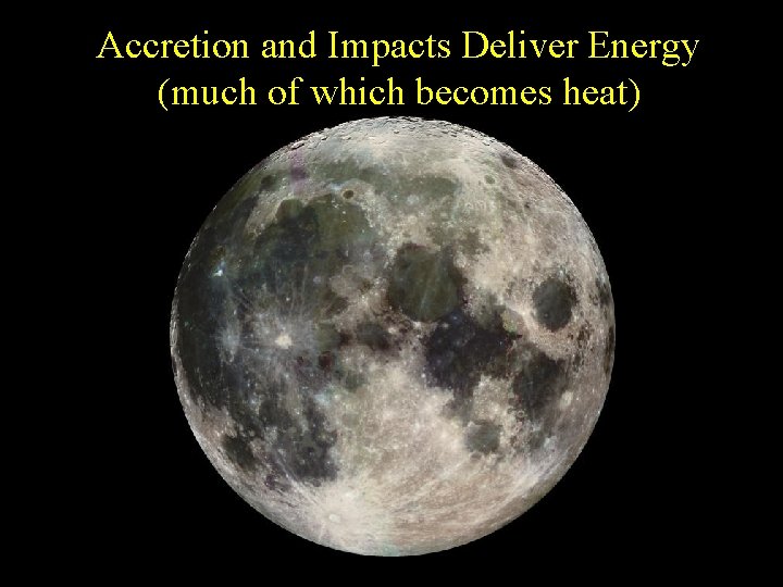Accretion and Impacts Deliver Energy (much of which becomes heat) 