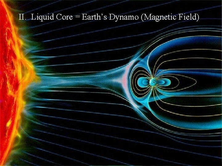 II. Liquid Core = Earth’s Dynamo (Magnetic Field) 