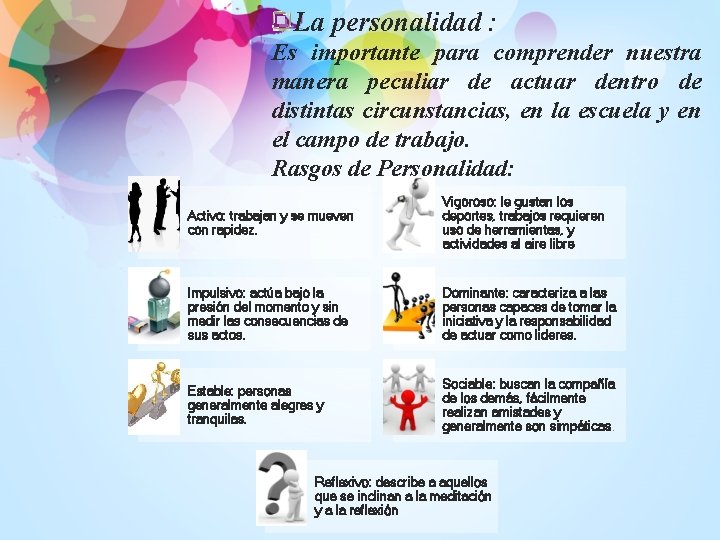 La personalidad : Es importante para comprender nuestra manera peculiar de actuar dentro de La personalidad : Es importante para comprender nuestra manera peculiar de actuar dentro de