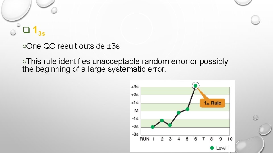 q 13 s ¤One QC result outside ± 3 s ¤This rule identifies unacceptable