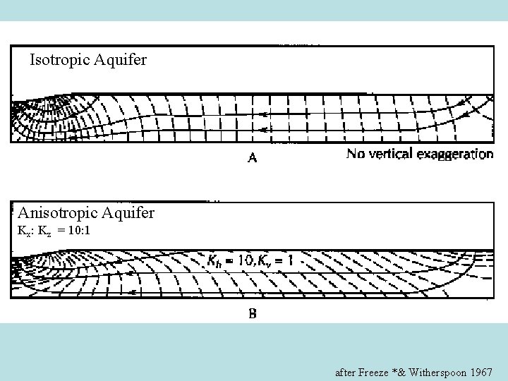 Isotropic Aquifer Anisotropic Aquifer Kx: Kz = 10: 1 after Freeze *& Witherspoon 1967