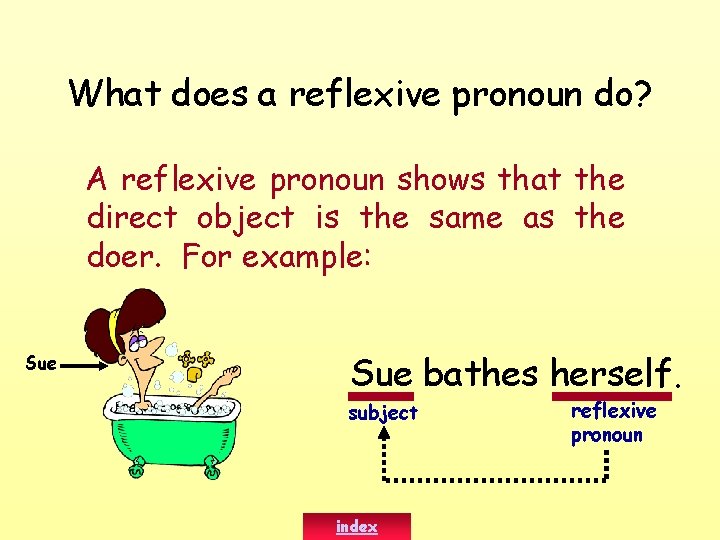 What does a reflexive pronoun do? A reflexive pronoun shows that the direct object