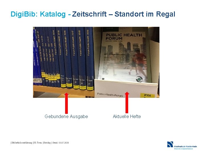 Digi. Bib: Katalog - Zeitschrift – Standort im Regal Gebundene Ausgabe | Bibliothekseinführung |