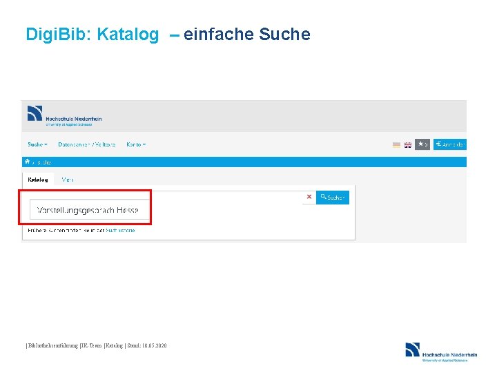 Digi. Bib: Katalog – einfache Suche | Bibliothekseinführung | IK-Team | Katalog | Stand: