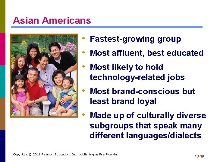 Asian Americans • Fastest-growing group • Most affluent, best educated • Most likely to