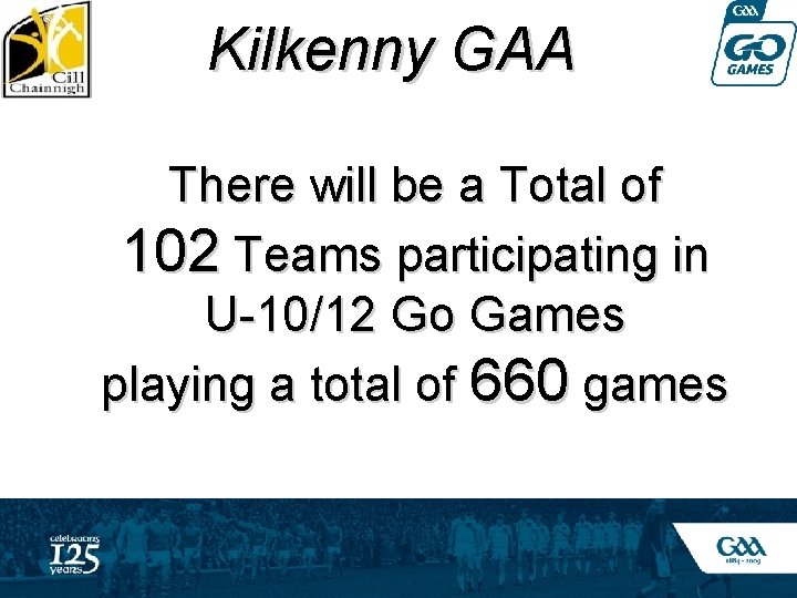 Kilkenny GAA There will be a Total of 102 Teams participating in U-10/12 Go