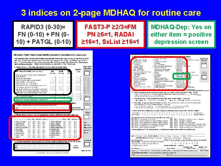 3 indices on 2 -page MDHAQ for routine care RAPID 3 (0 -30)= FN