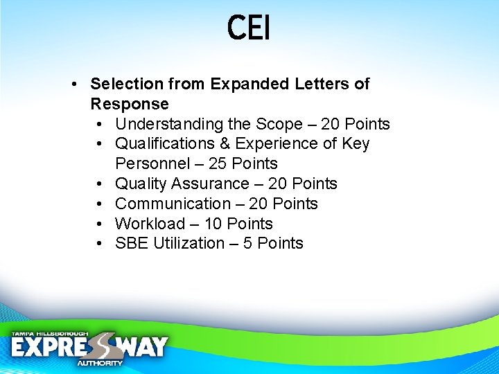 CEI • Selection from Expanded Letters of Response • Understanding the Scope – 20