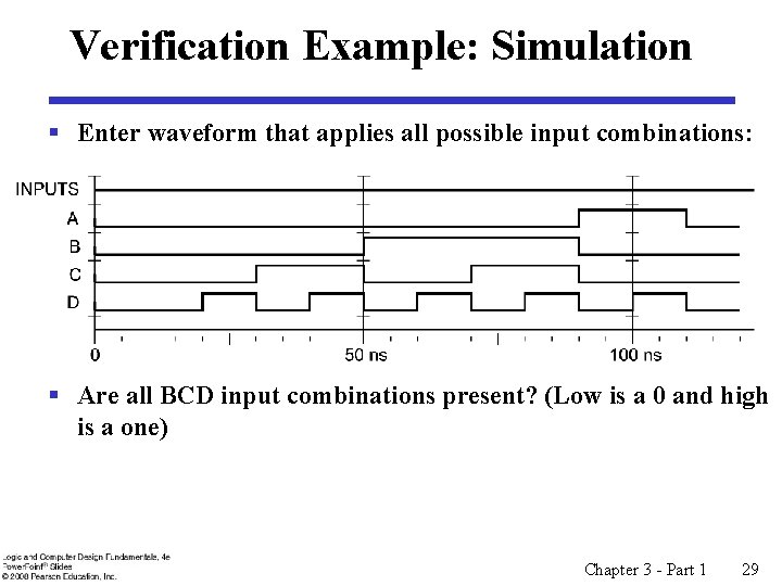 Verification Example: Simulation § Enter waveform that applies all possible input combinations: § Are Verification Example: Simulation § Enter waveform that applies all possible input combinations: § Are