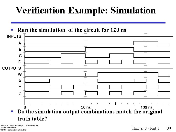 Verification Example: Simulation § Run the simulation of the circuit for 120 ns § Verification Example: Simulation § Run the simulation of the circuit for 120 ns §