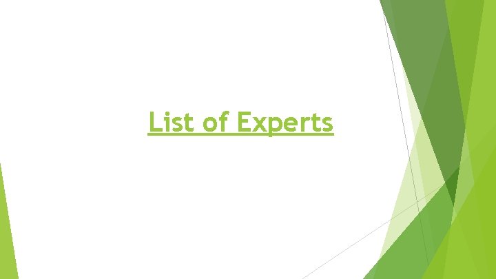 List of Experts 